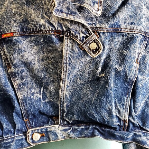 🔥Jordache Iconic 80s Acid Wash Denim Jacket | Wide Collar Cropped Oversized L🔥 - Picture 14 of 14